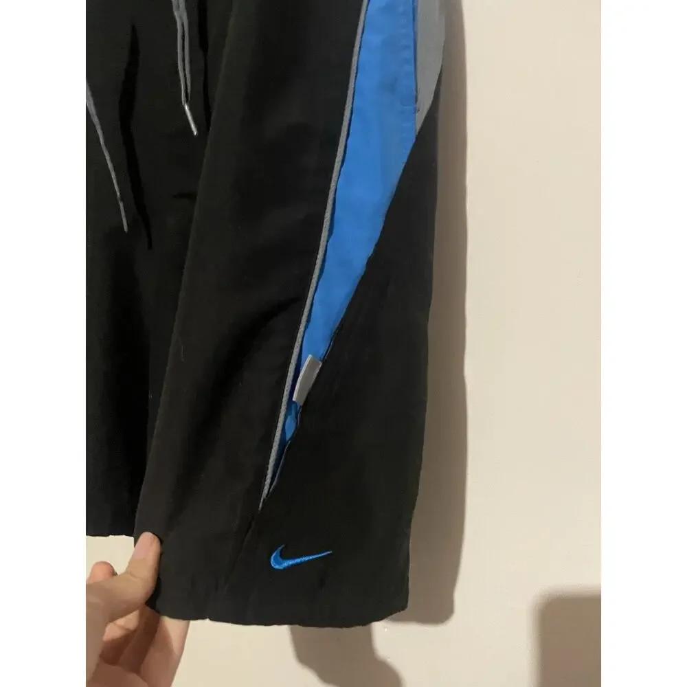 Nike Swim‎ Trunks Men's Sz Large Black Blue Board Shorts Swoosh Logo Unlined